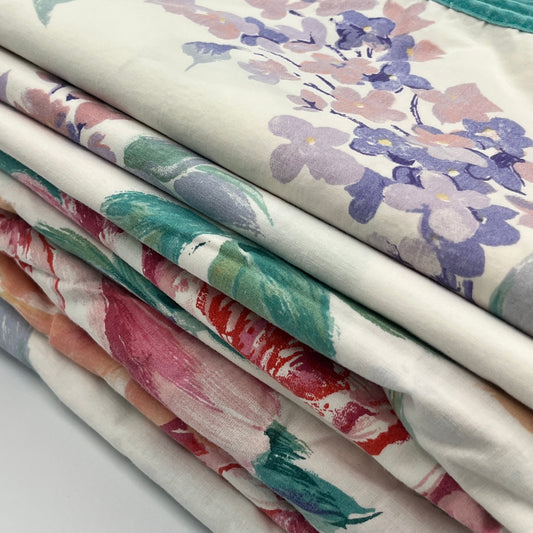 Vintage Springmaid Twin Sheet Set, Full 4-Piece Floral Set (Top Sheet, Fitted Sheet, 2 Pillowcases)