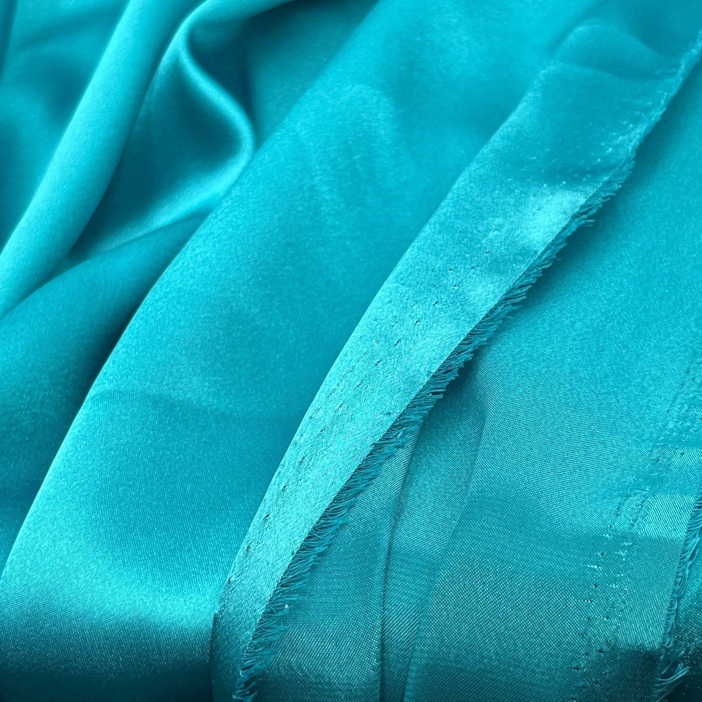 3 Yards Teal Satin Charmeuse, Designer Deadstock