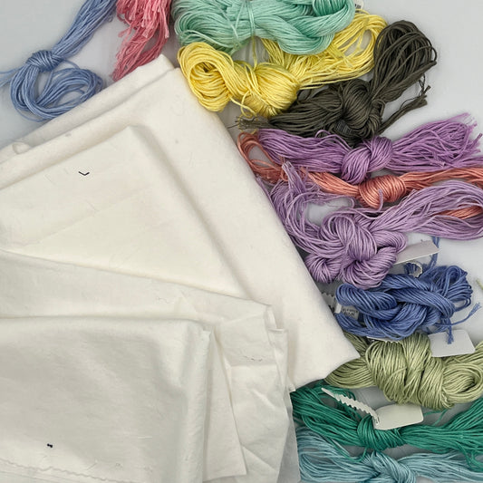 Pastel Embroidery Thread & Cotton Scrap Set
