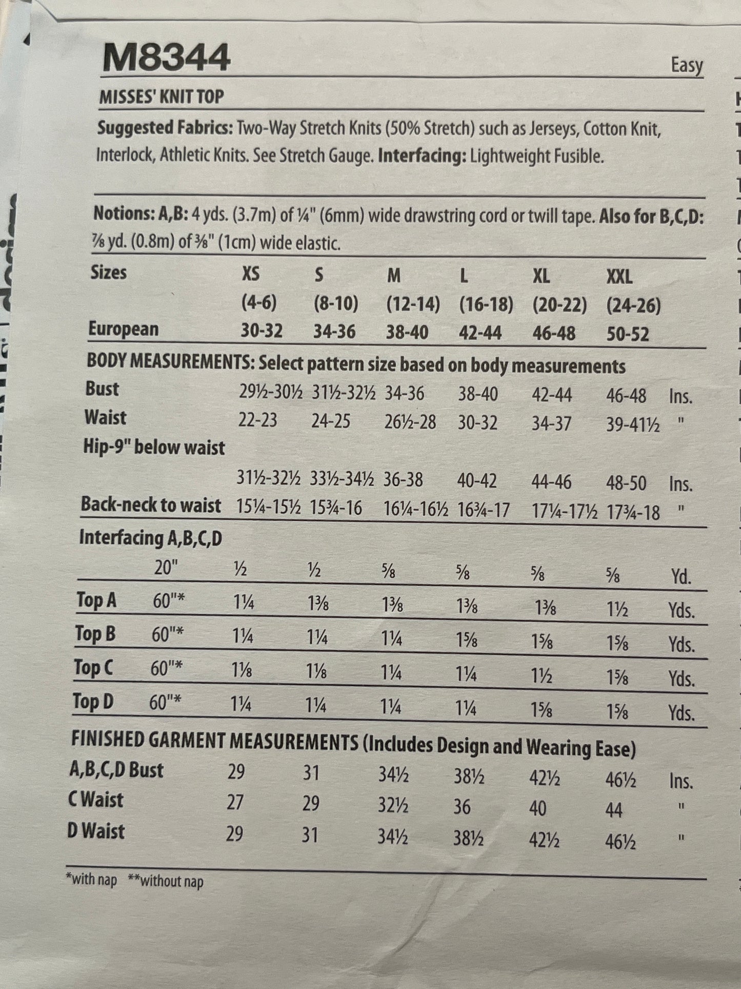 McCall's 8344, Uncut pattern, Size LRG-XXL