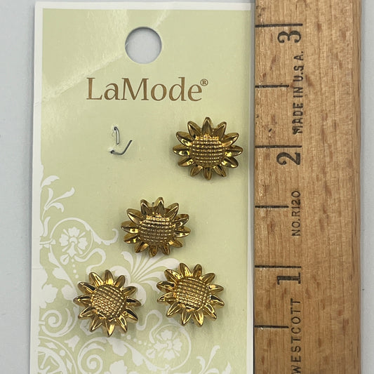 Four 1/2 Inch Novelty Sunflower Buttons
