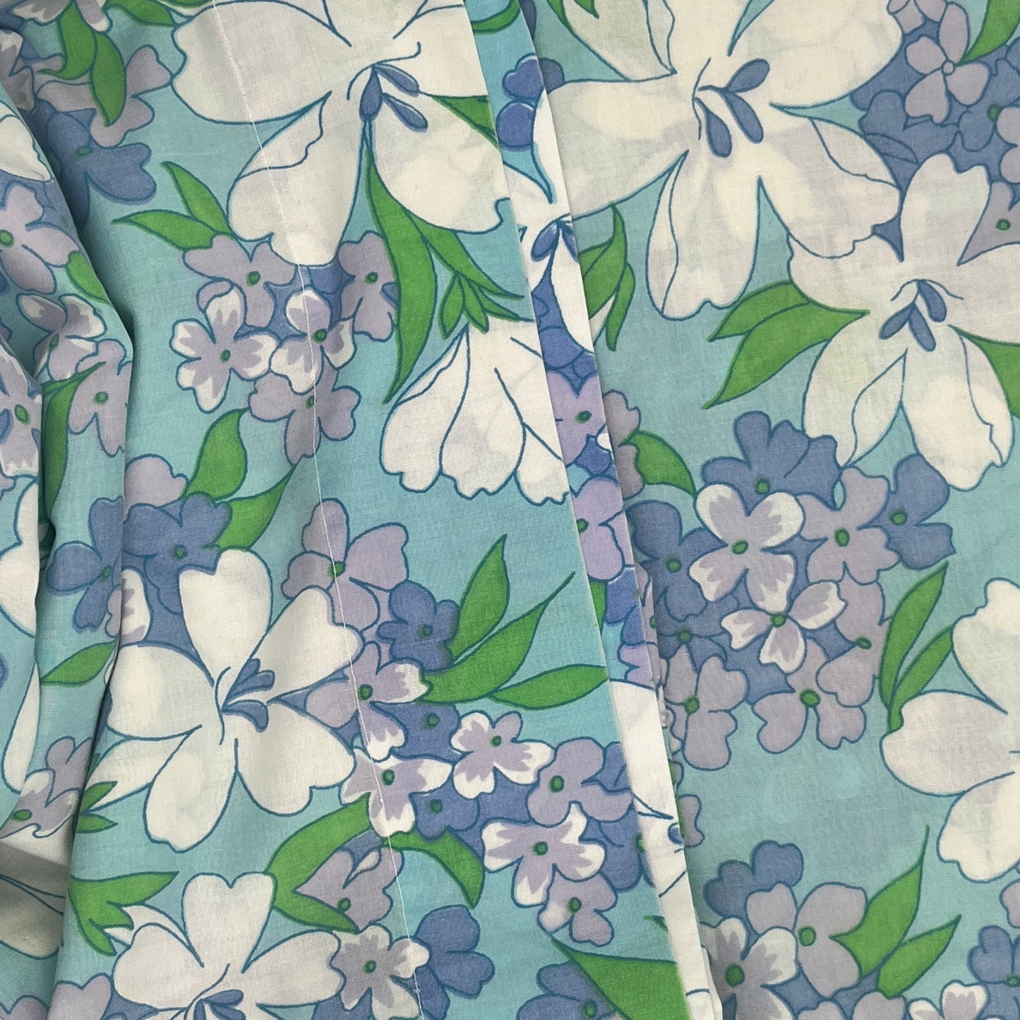 Shades of Blue & Purple, Vintage Oversized Twin / Full Flat Sheet – 70 x 96 inches