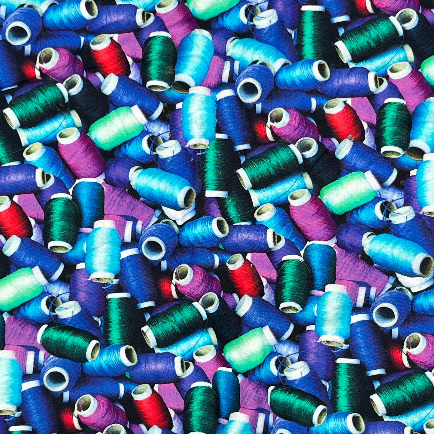 3 2/3 Yards Multicolor Thread Spool Print Cotton, Smooth Finish Quilting Cotton