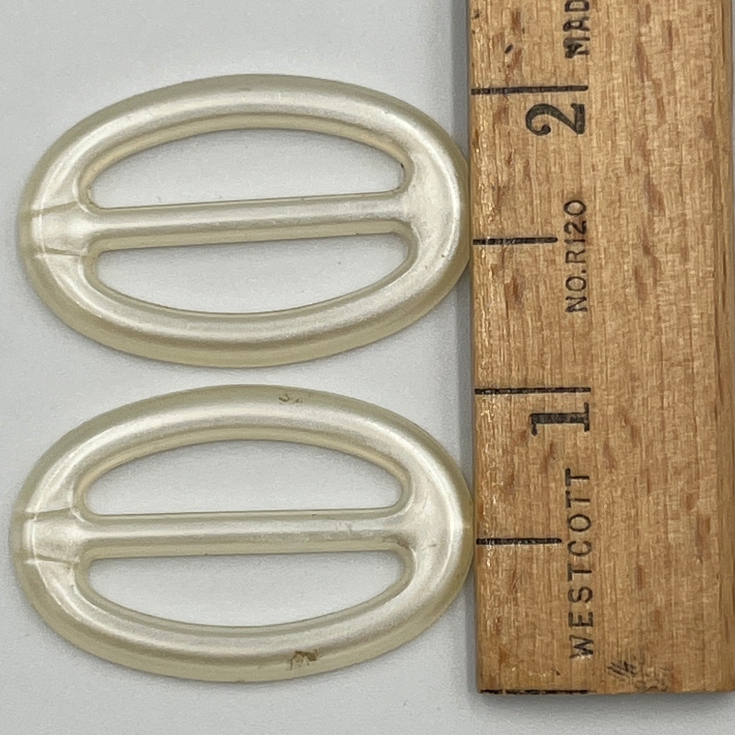 Pair of Vintage Oval Pearlized Belt Slides, 1 1/2"