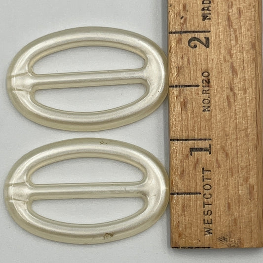 Pair of Vintage Oval Pearlized Belt Slides, 1 1/2"