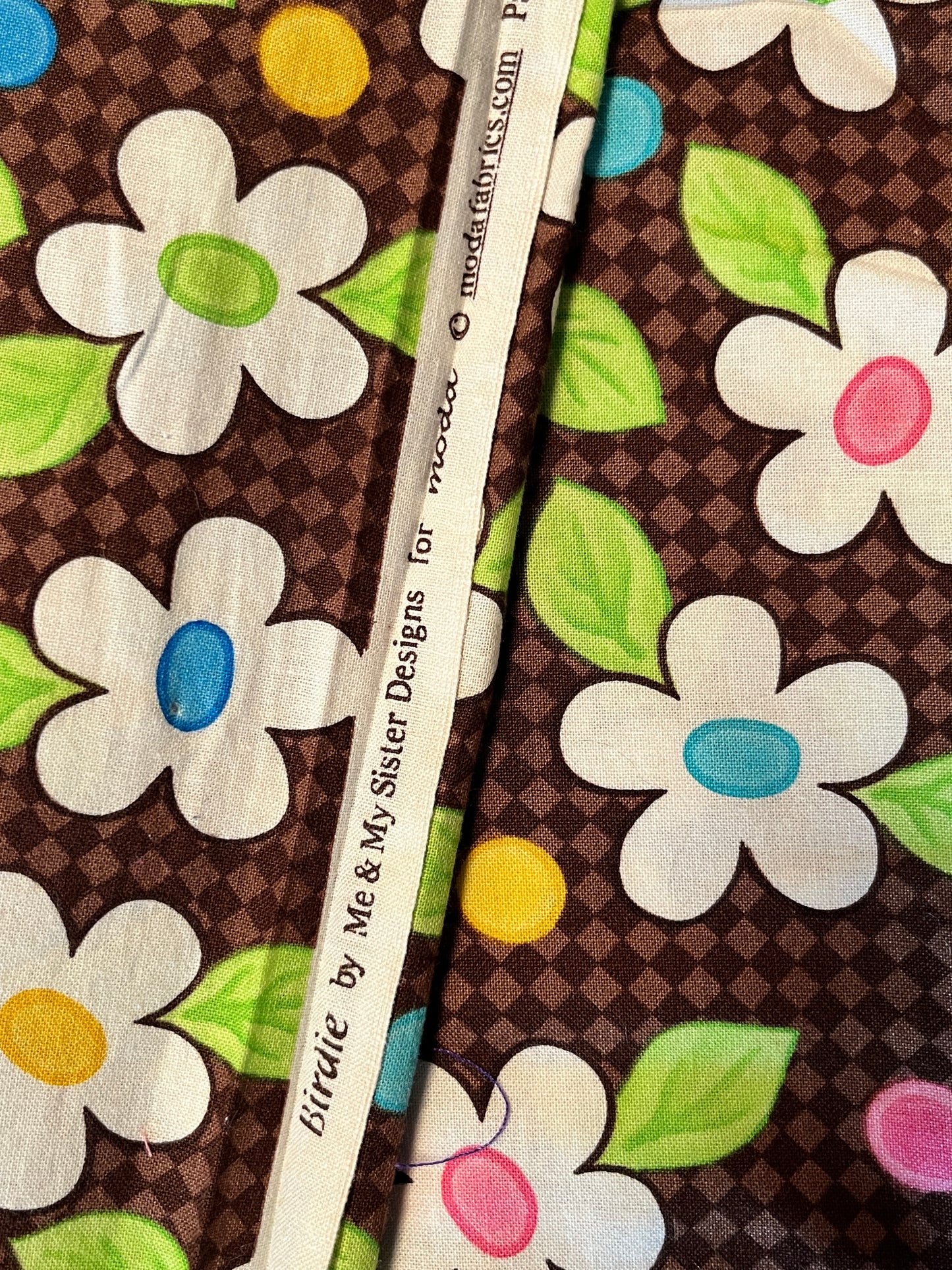 1 Yard 33 Inches “Birdie” Brown Daisy Print