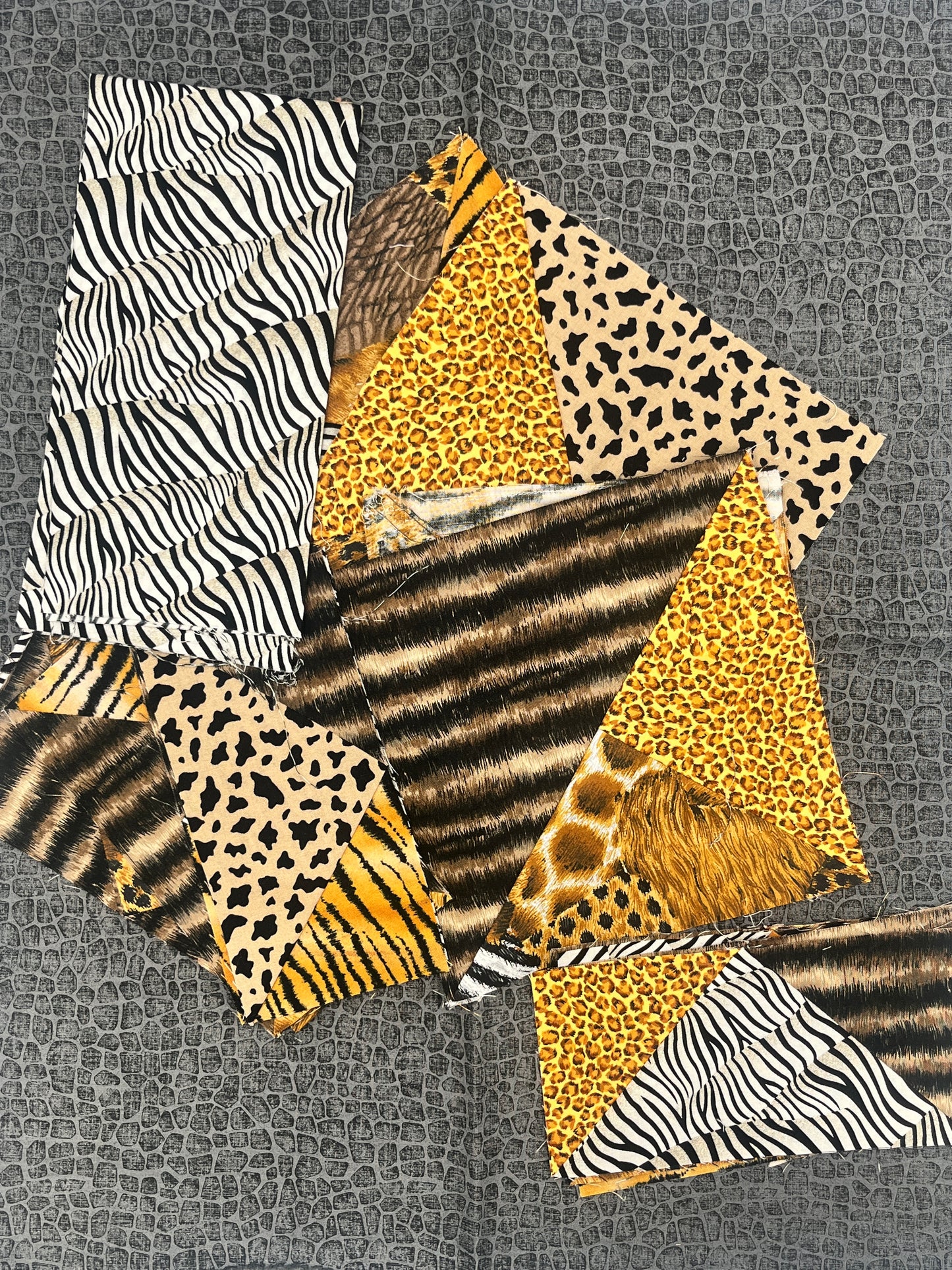 Animal Print Quilt Start Bundle – 11 oz Quilting Cotton Scraps + Pre-Sewn Blocks (Mixed Wild Prints)