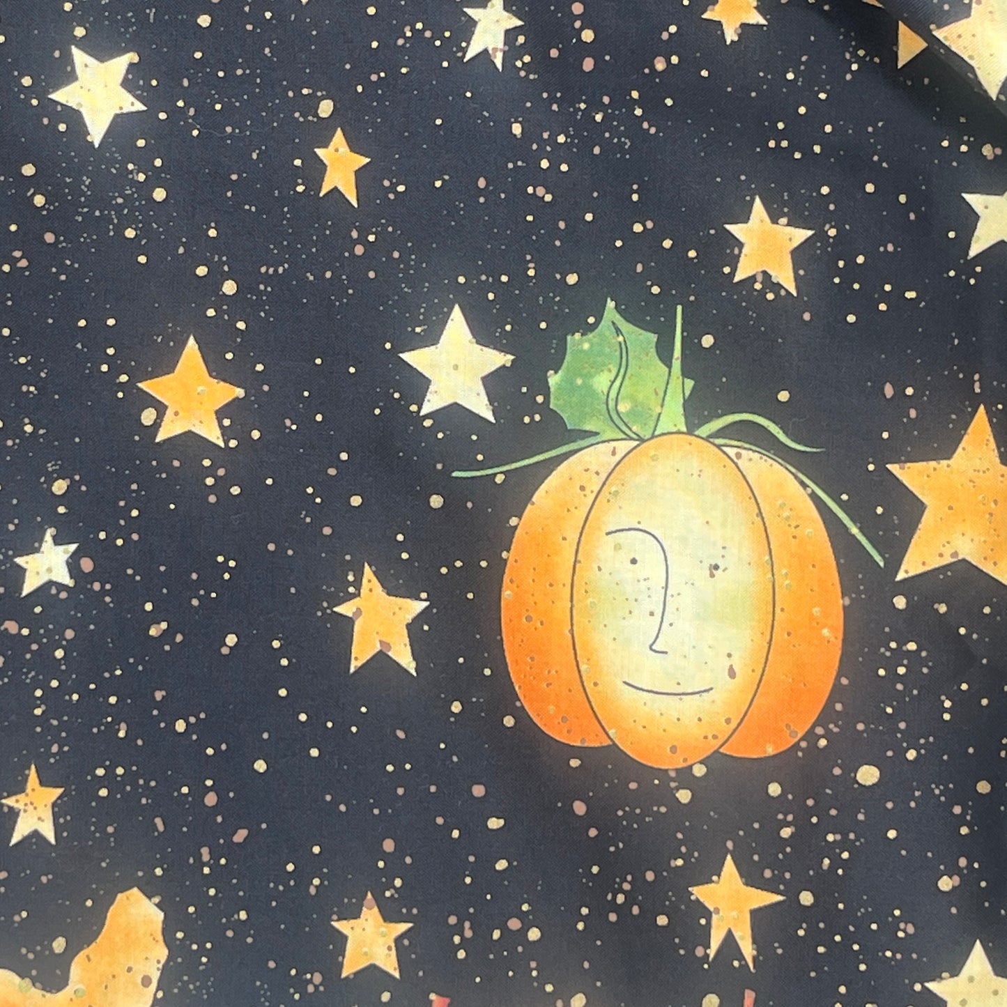 By-the-Yard! Daisy Kingdom Pumpkin Moon Double Border Print, 58" Wide Cotton