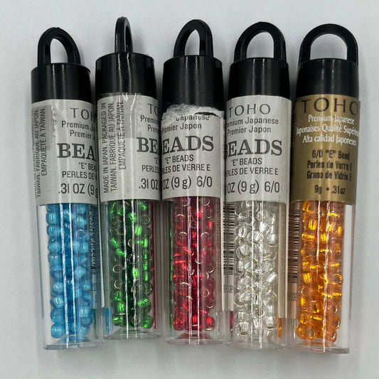 5 Tubes Toho E Beads, Seed Beads, Size 6/0