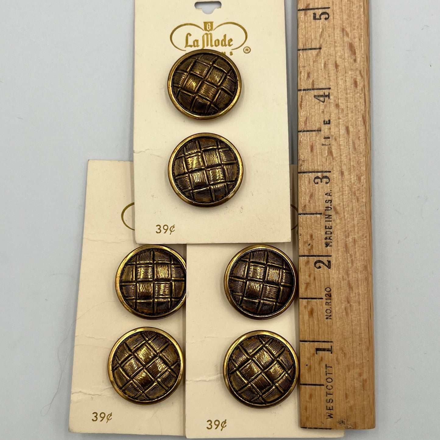 Six, 7/8 Vintage Metal Buttons