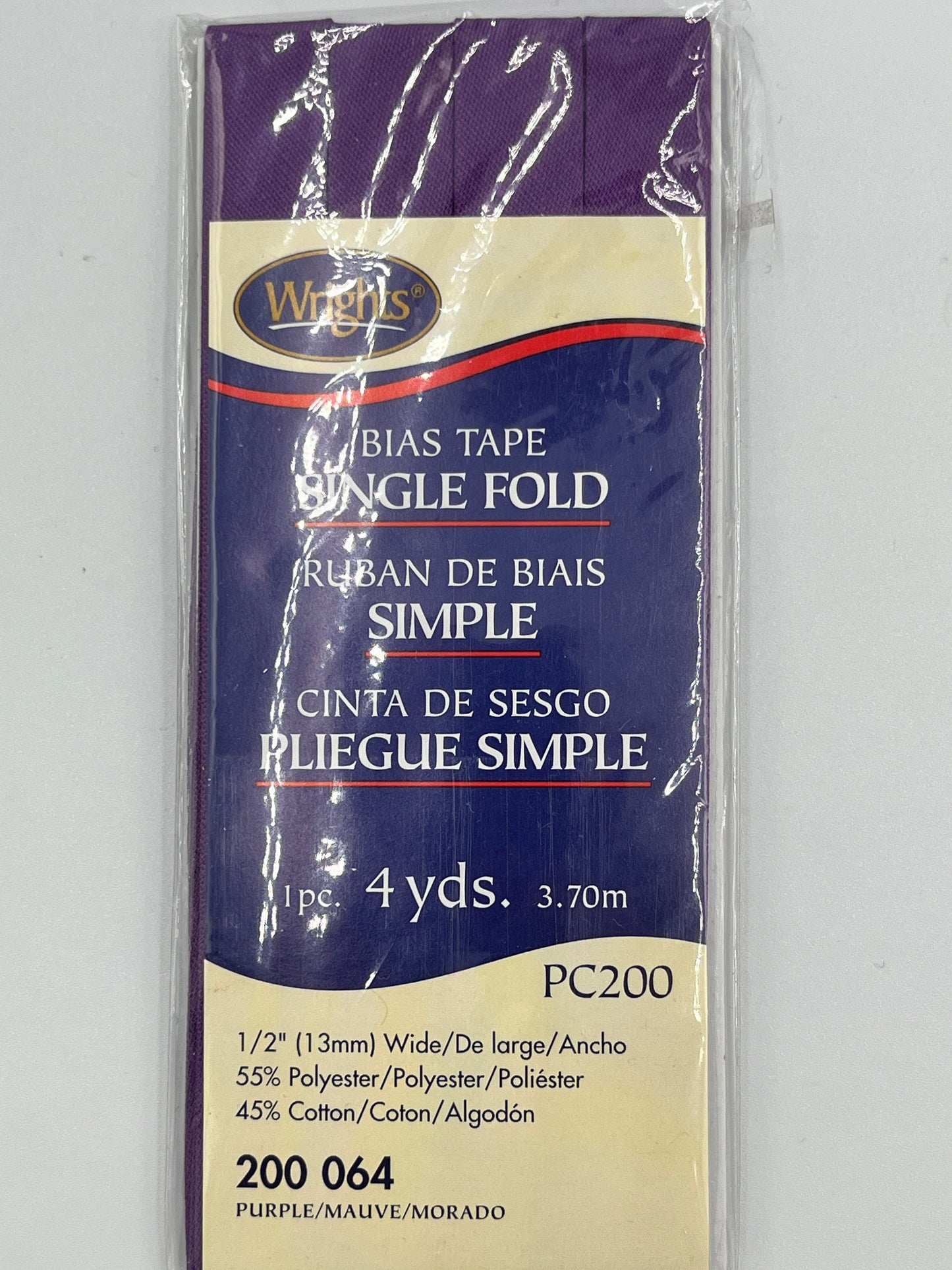 Wright's Single Fold Bias Tape, Purple