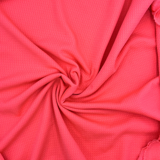 2+ Yards Bright Pink Waffle Knit, Designer Deadstock