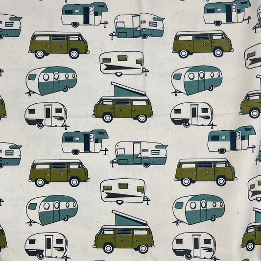 1 Yard Vintage Campers, Cotton Canvas