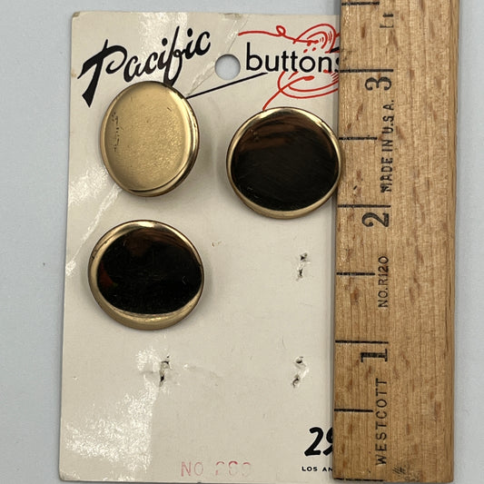 Three, 7/8 Inch Metal Vintage Buttons