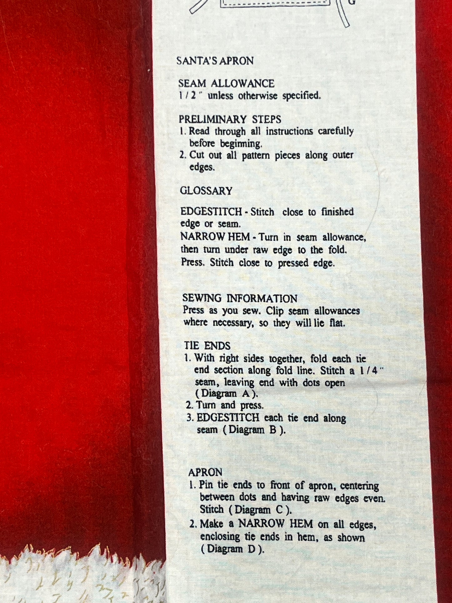 Santa’s Apron Cotton Craft Panel, Cut & Sew Holiday Project