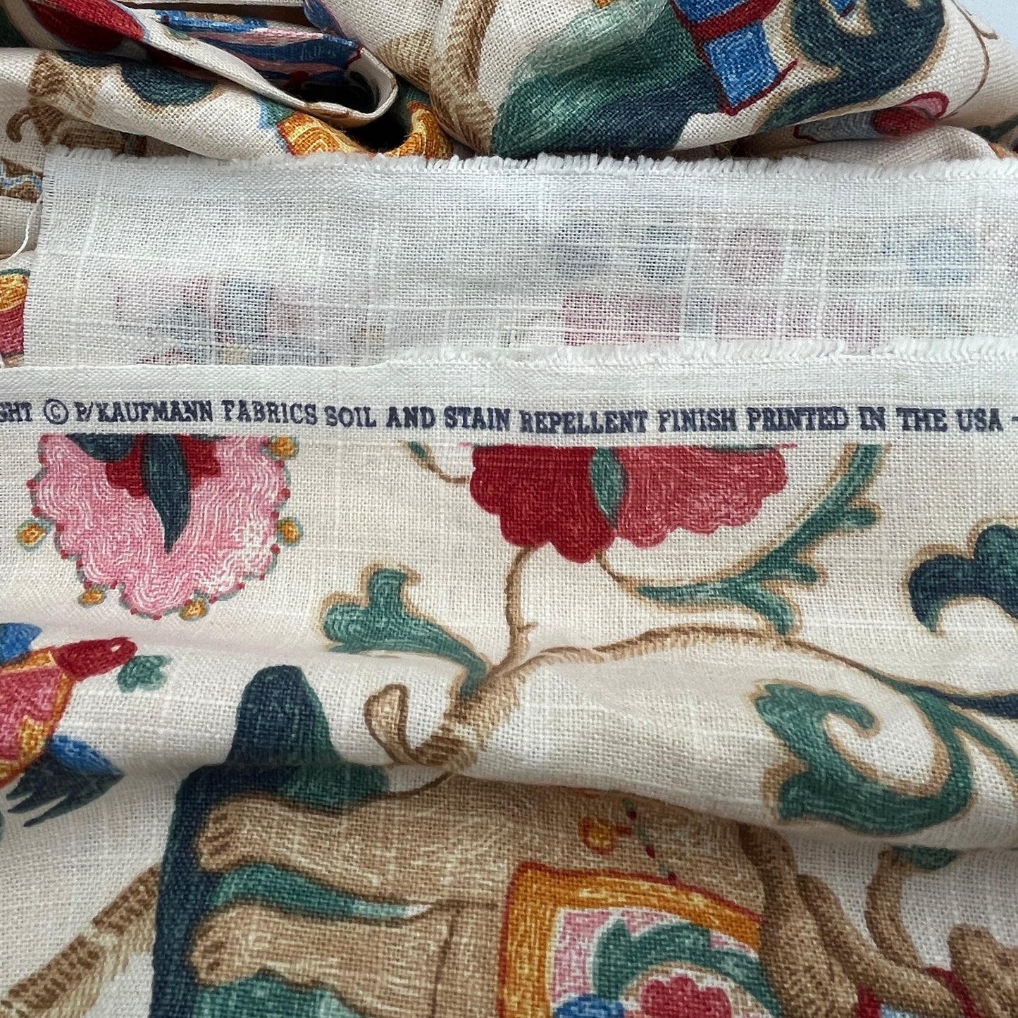 SPECIAL FIND, 2 Yards "Sultan's Walk" by P/Kaufmann, Soil & Stain Repellent Linen
