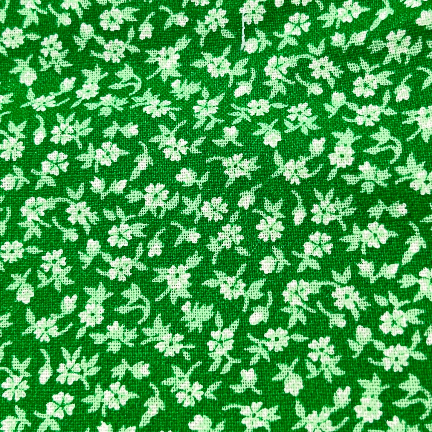 2 Yards Green & White Calico - Cotton