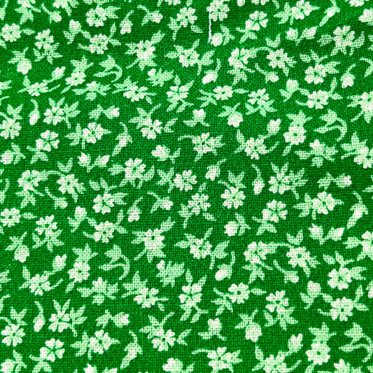 2 Yards Green & White Calico - Cotton