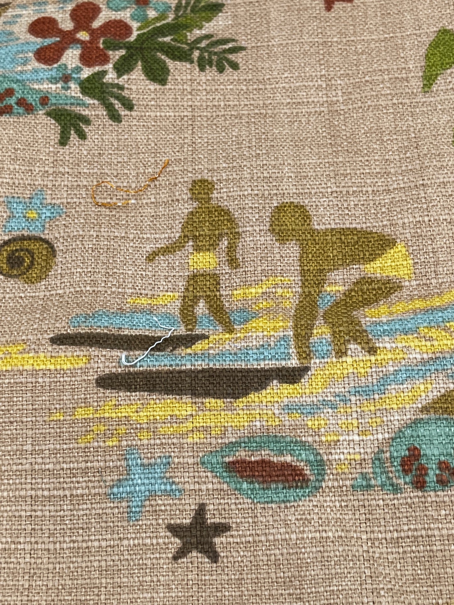1+ Yard Vintage Screen Print Tommy Bahama TBO Waverunner, Cotton Canvas
