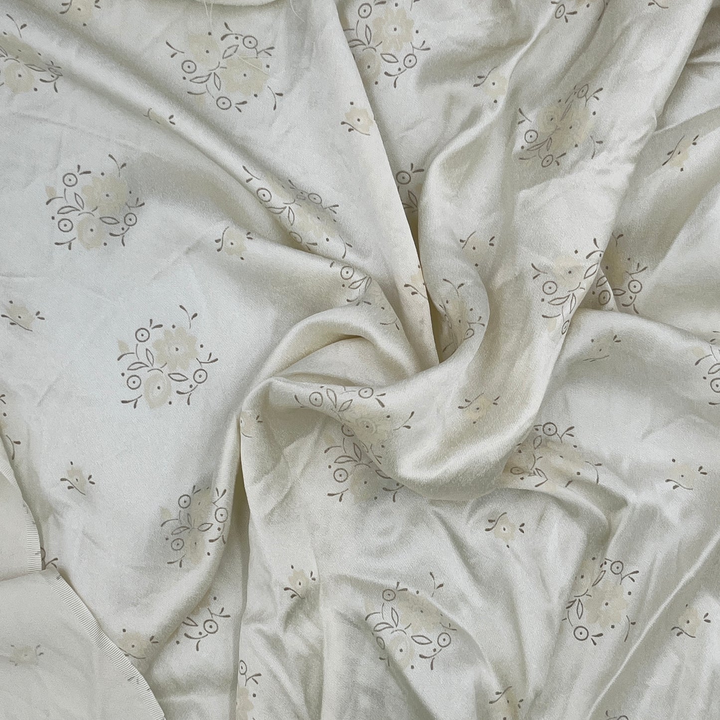 7 Yards Ivory Floral Charmeuse Satin, Polyester