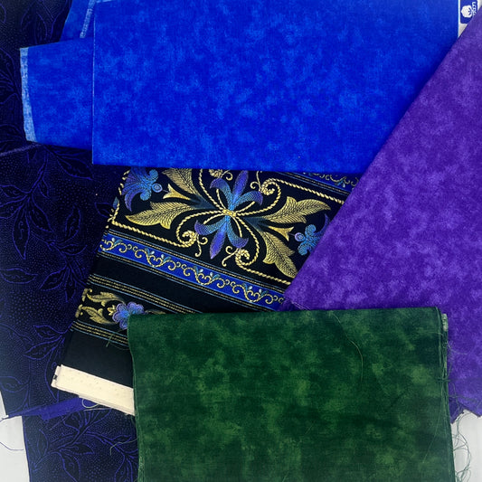 Jewel-Tone Fabric Scrap Pack – 16 oz Quilting Cotton, Generous Cuts