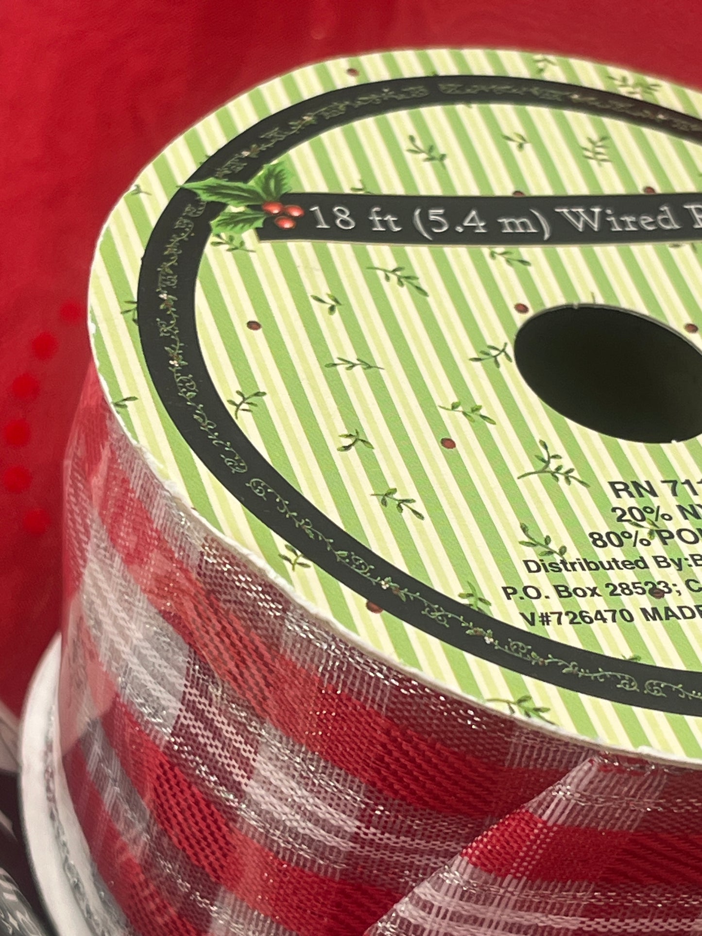 Red & White Holiday Ribbon + Sheer Fabric Decor Bundle: Glittered Plaids, Poinsettias and Snowflake Sheers