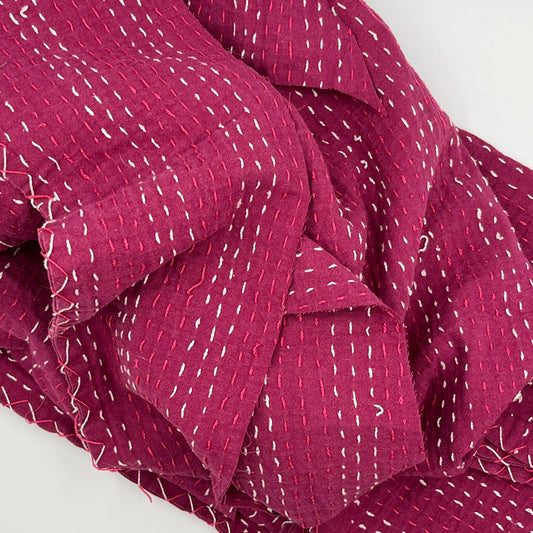 22 oz Assorted Kantha Blanket Scraps, Hand-Stitched Cotton Layers