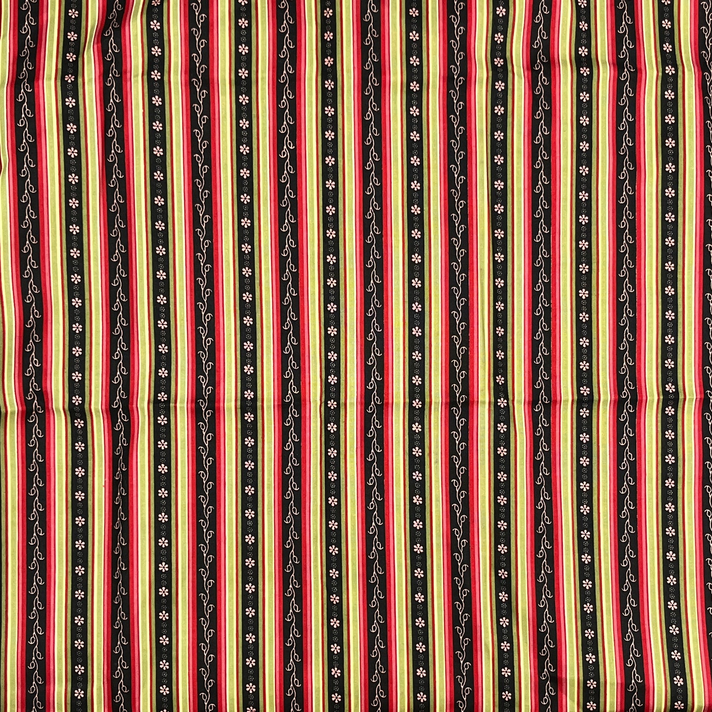 1 1/2 Yard Red, Green & Gold Stripe, Quilting Cotton