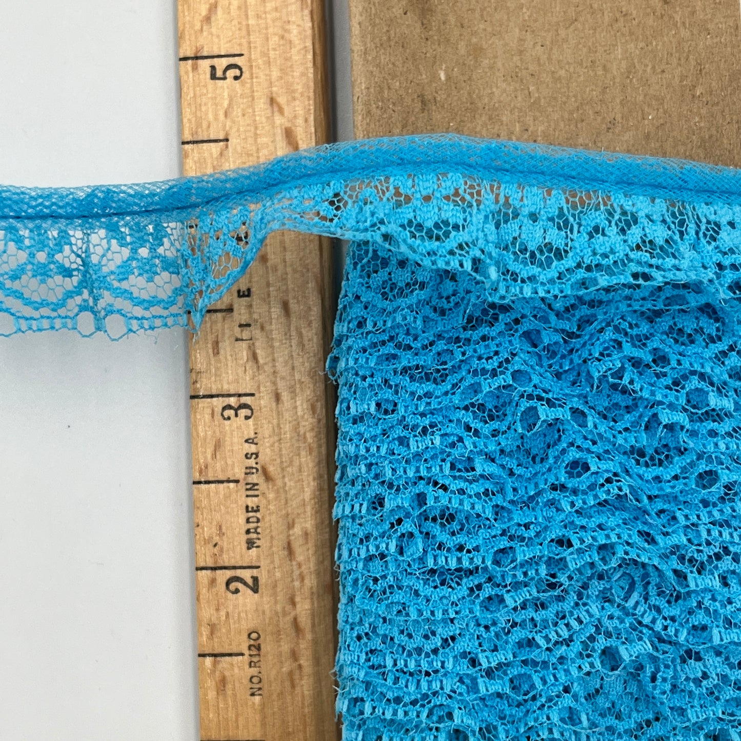 2 1/3 Yards Blue Ruffled Lace Trim, Delicate Vintage-Style