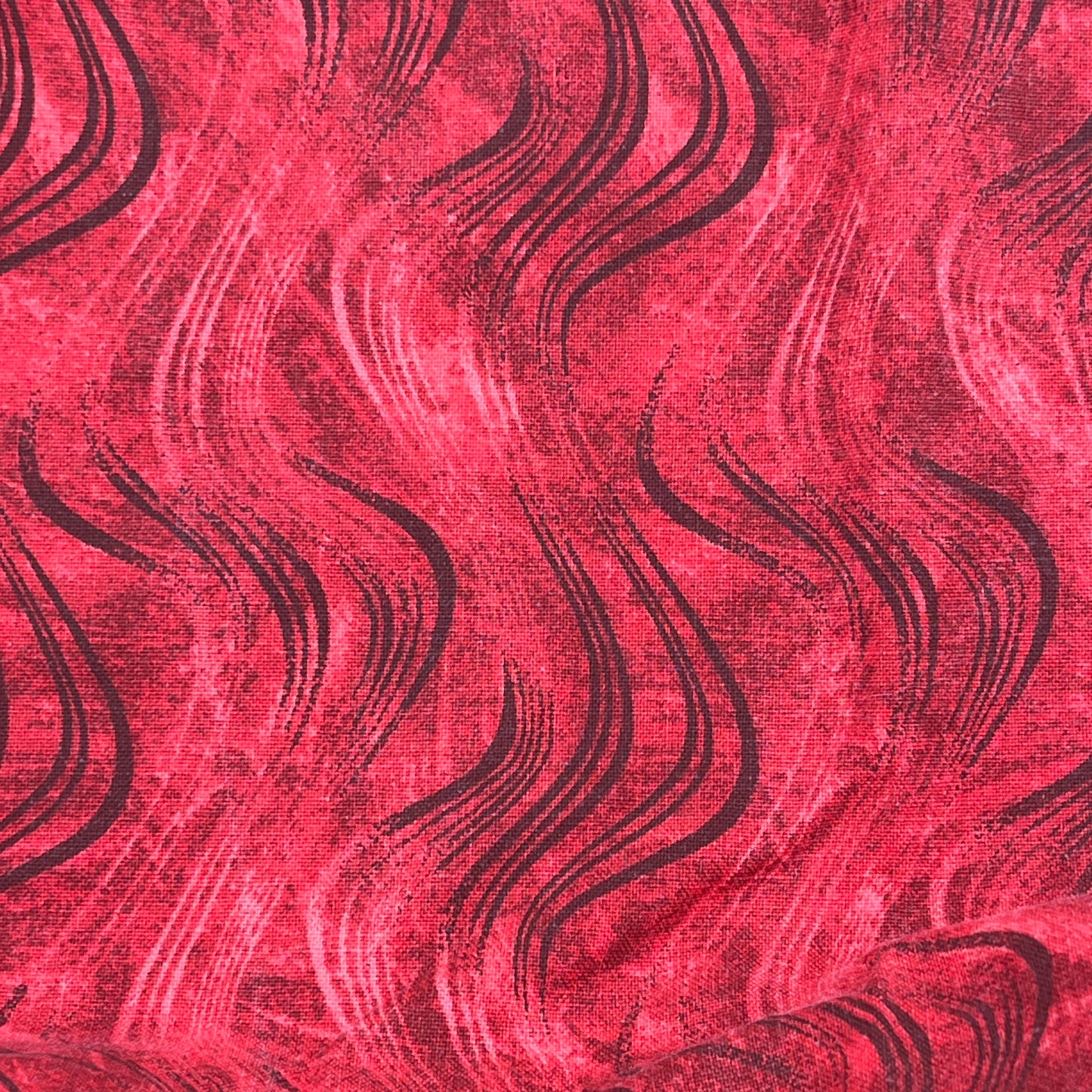 3 Yards + 8 Inches Red & Black Wave Print Quilting Cotton, Fabric Traditions 2022