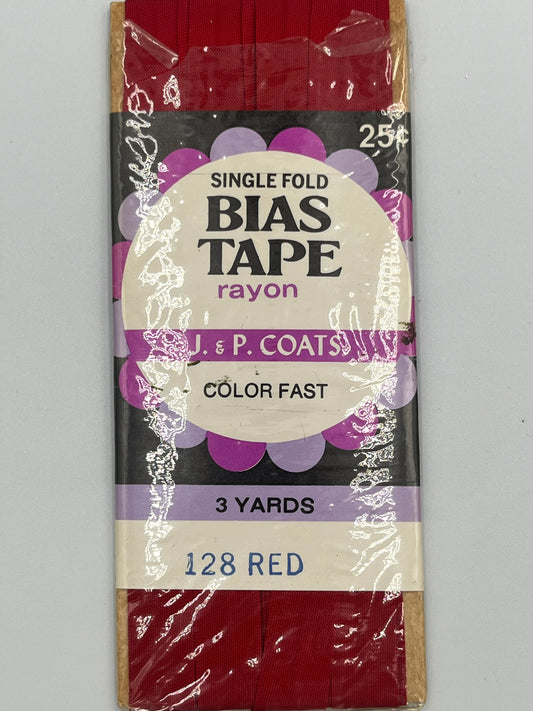J & P Coats Single Fold Bias Tape, Red