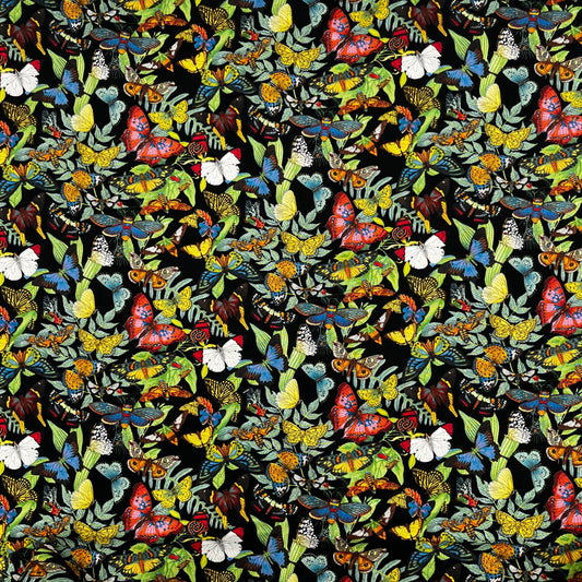 1 Yard Butterflies on Black, Premium Quilting Cotton