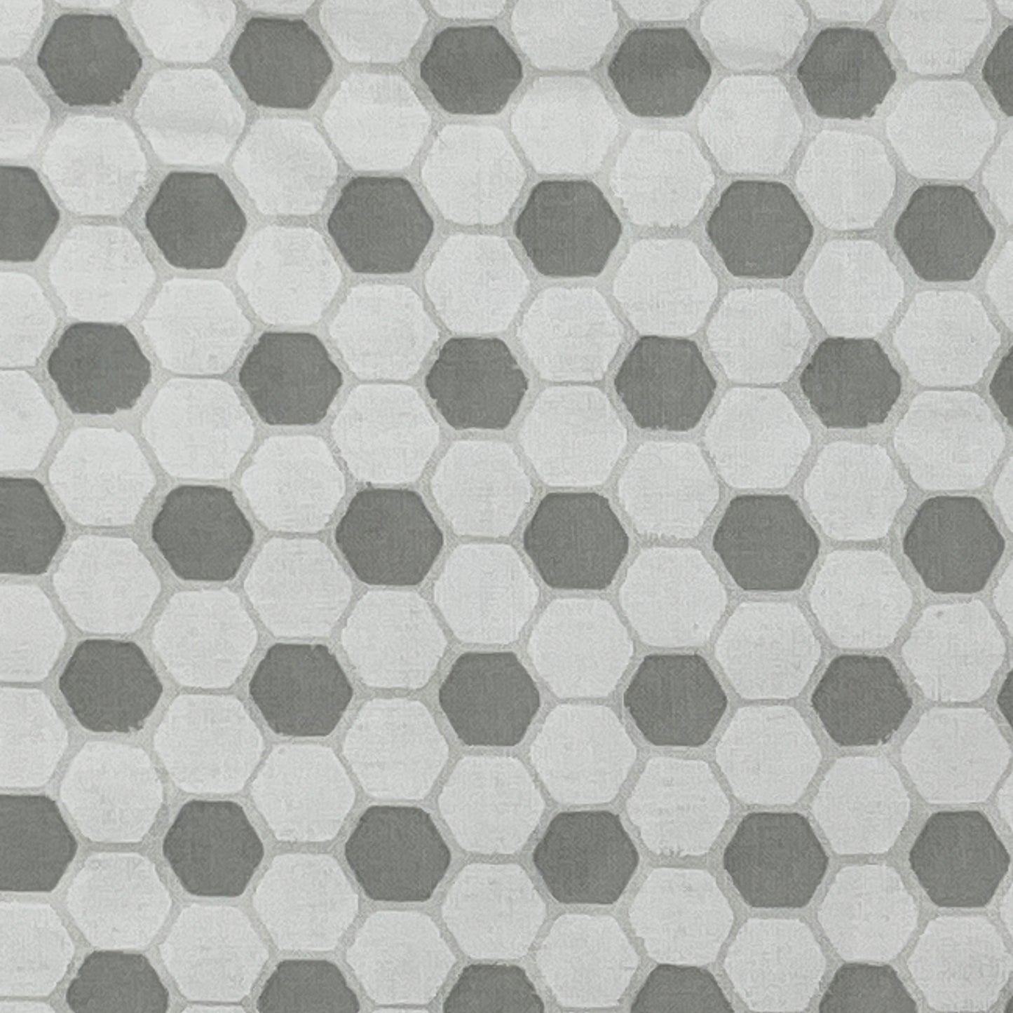 1 Yard Grey & White Hex Tile Print, Cotton