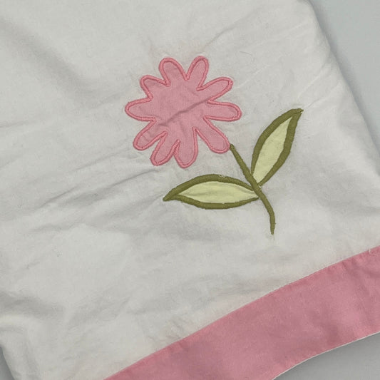 Pink Floral & Butterfly Appliqué Curtain Valance, Cotton, 15” x 80”