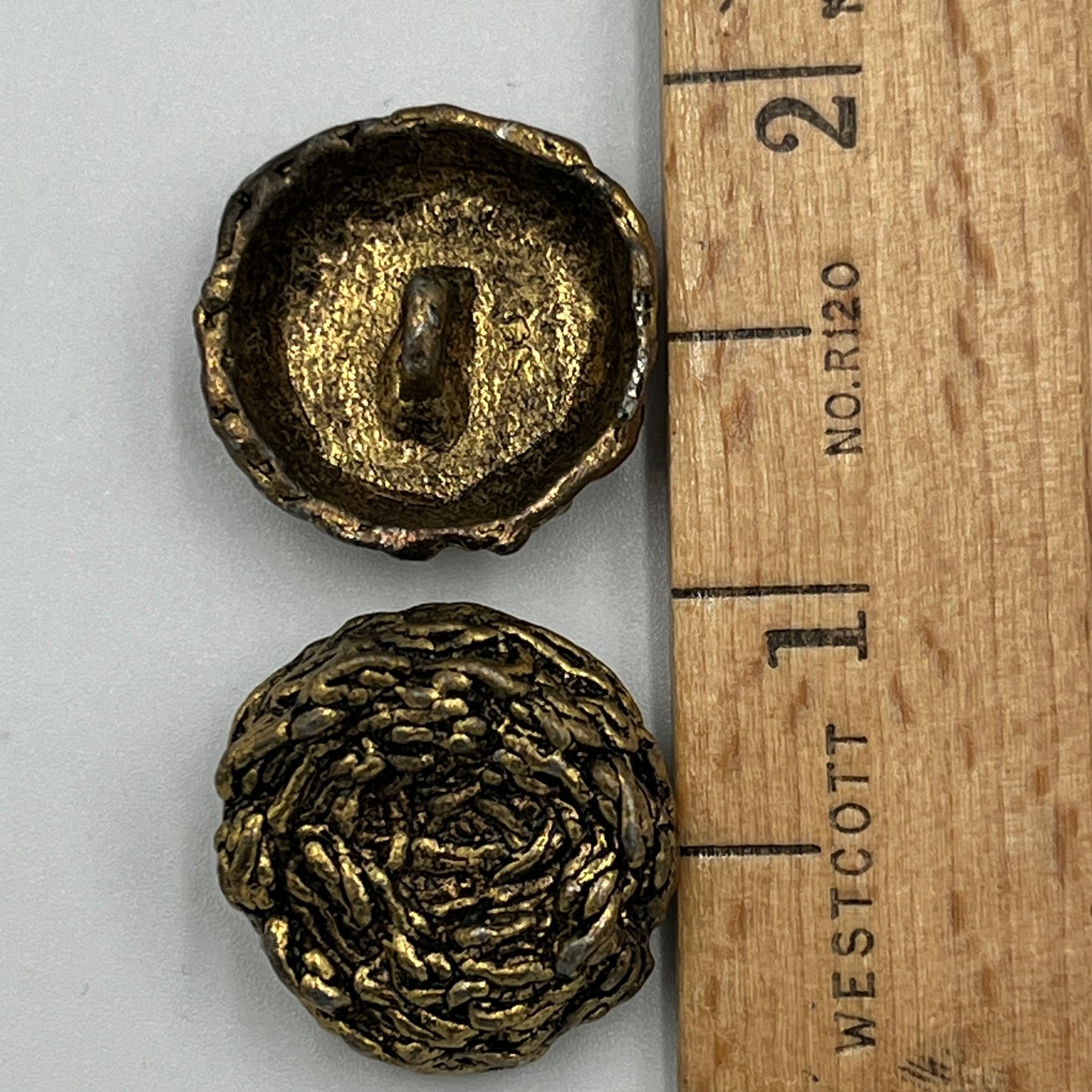 Two, 7/8 Inch Metal Buttons