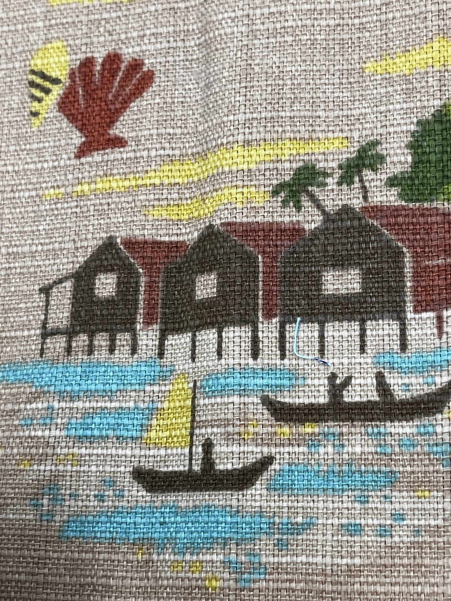 1+ Yard Vintage Screen Print Tommy Bahama TBO Waverunner, Cotton Canvas