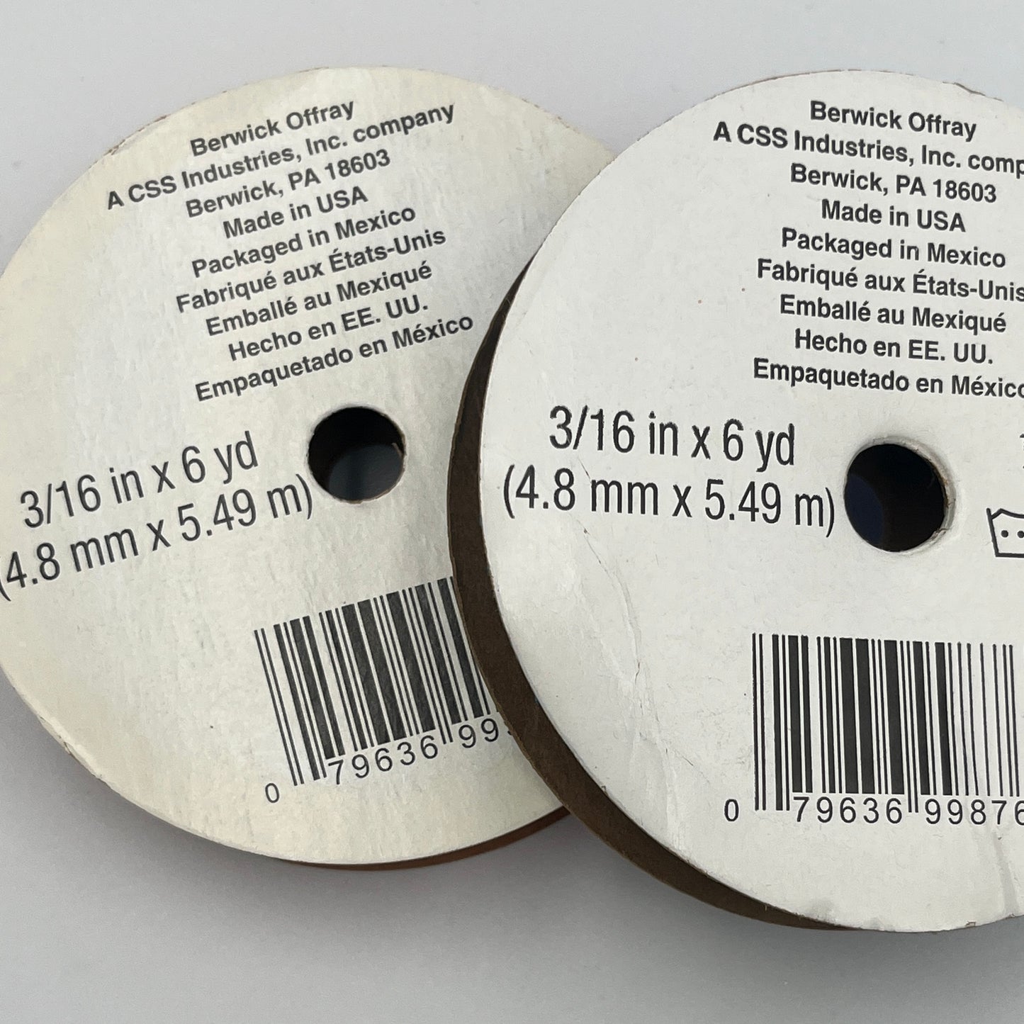 Ribbon Bundle, 2 Picot Edged Satin Ribbons, Pink & Blue