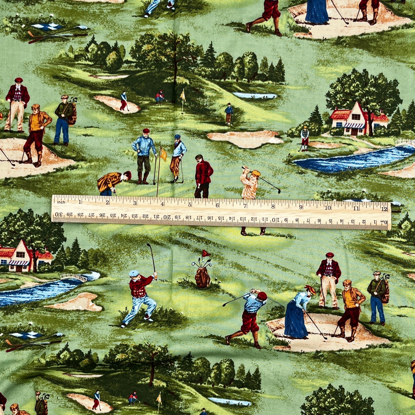 1+ Yard Retro Golfers, Premium Quilting Cotton
