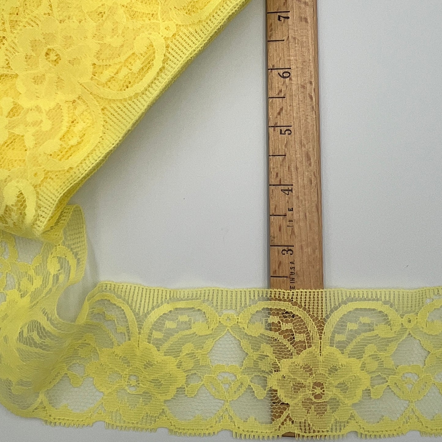10+ Yards Lemon Yellow Floral Lace Trim, 2 1/4” Wide