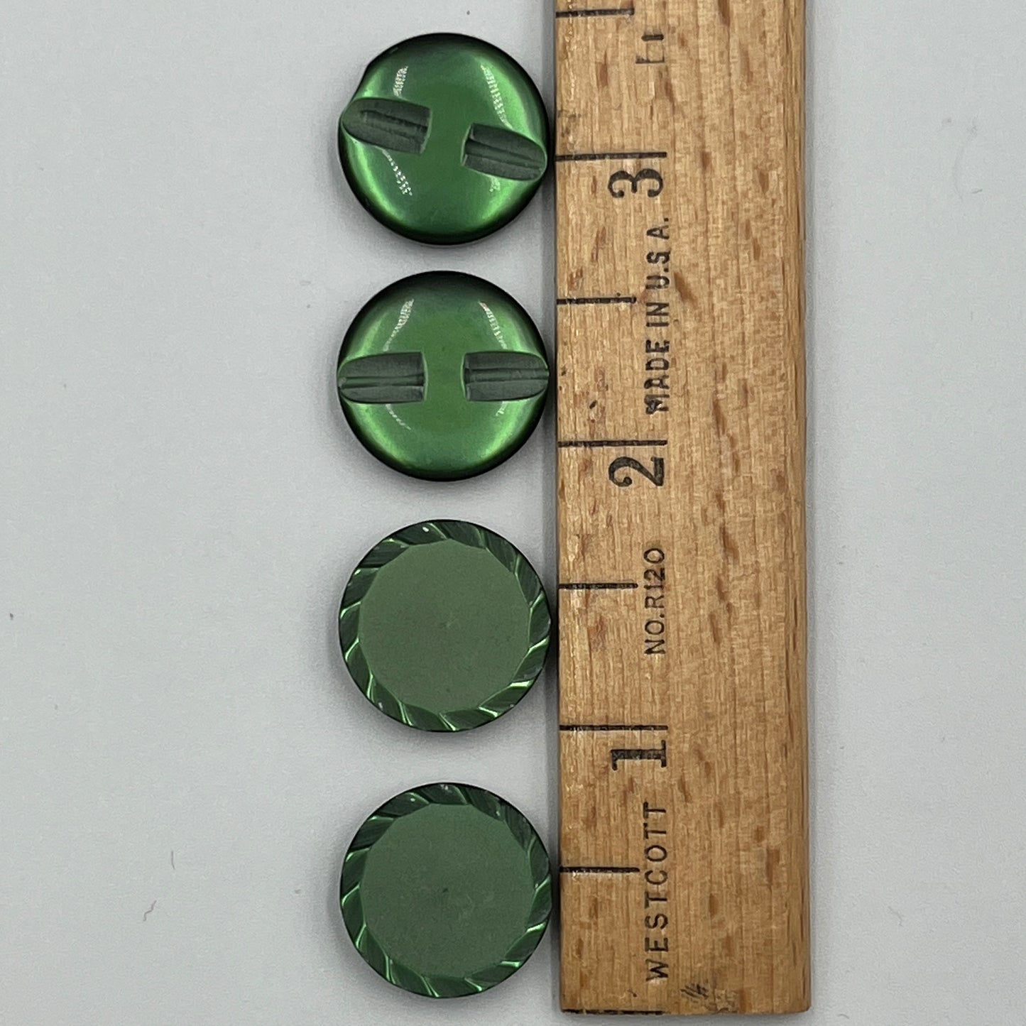 Four 3/4 Inch Vintage, Glass Buttons