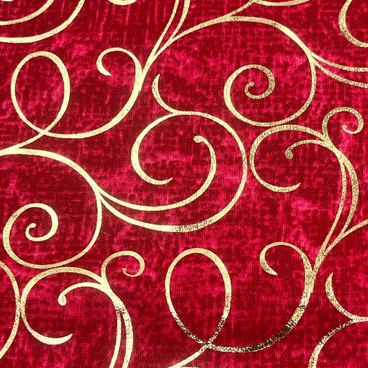 3 Pieces Gold Metallic Swirl Quilting Cotton