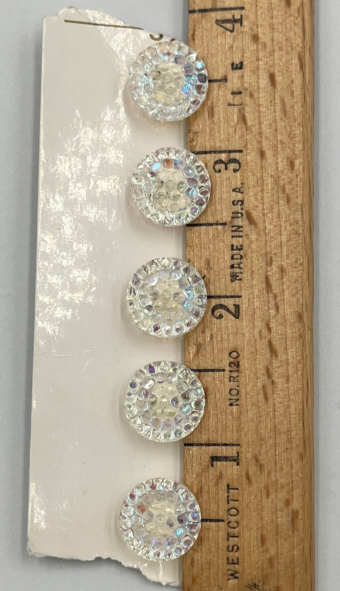 Five, 1/2 Inch Vintage Glass Buttons