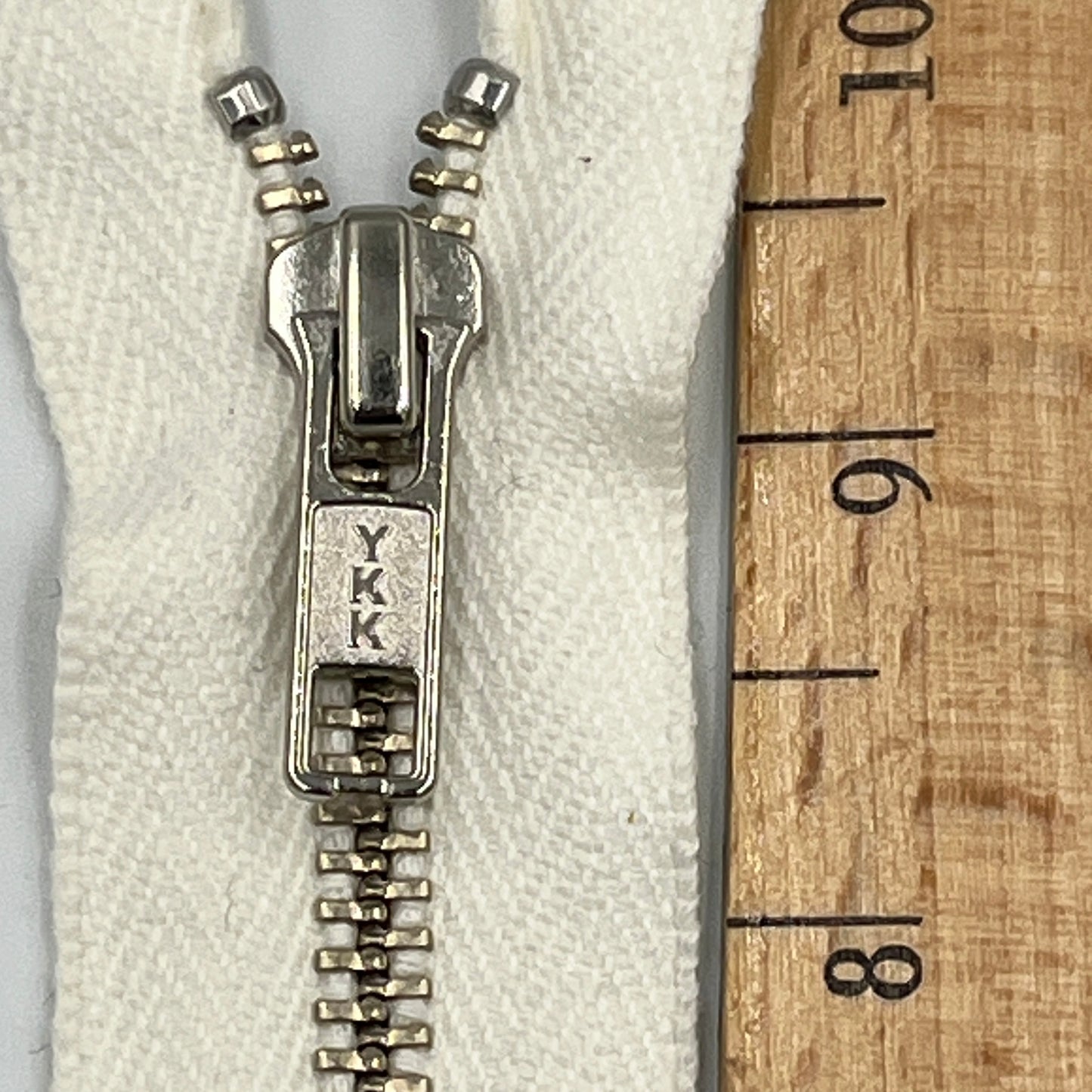 9" Metal Zipper, White tape