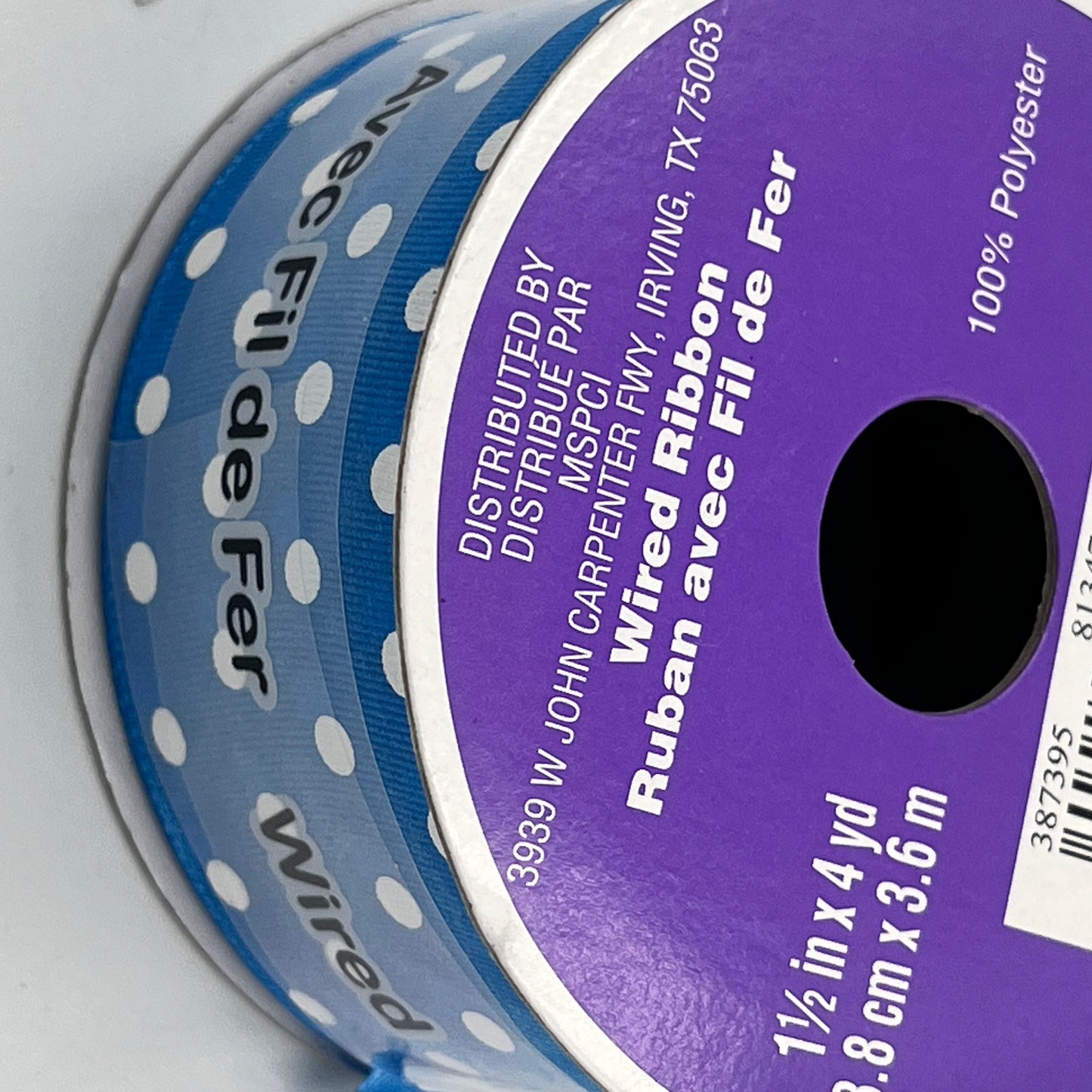 1 Roll Wire Edge Ribbon, 1 1/2" x 4 Yards