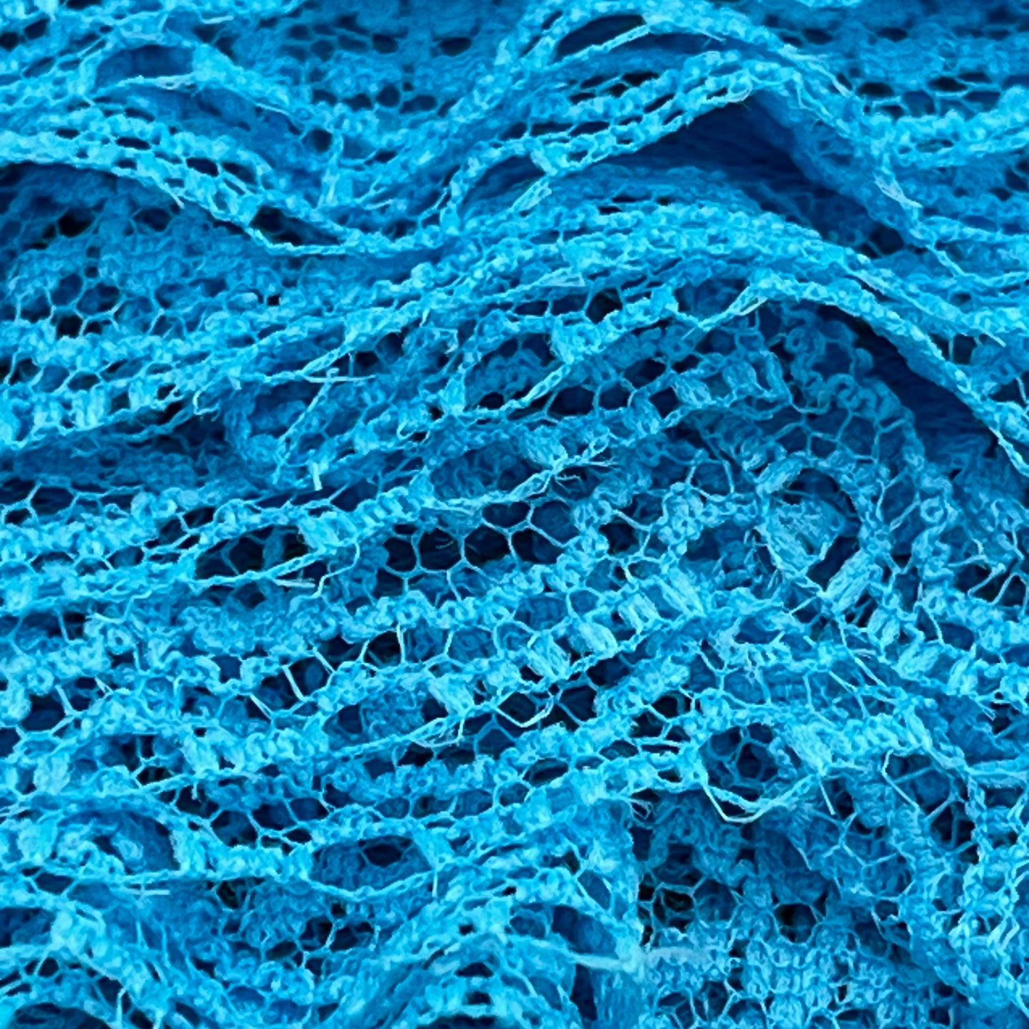 2 1/3 Yards Blue Ruffled Lace Trim, Delicate Vintage-Style