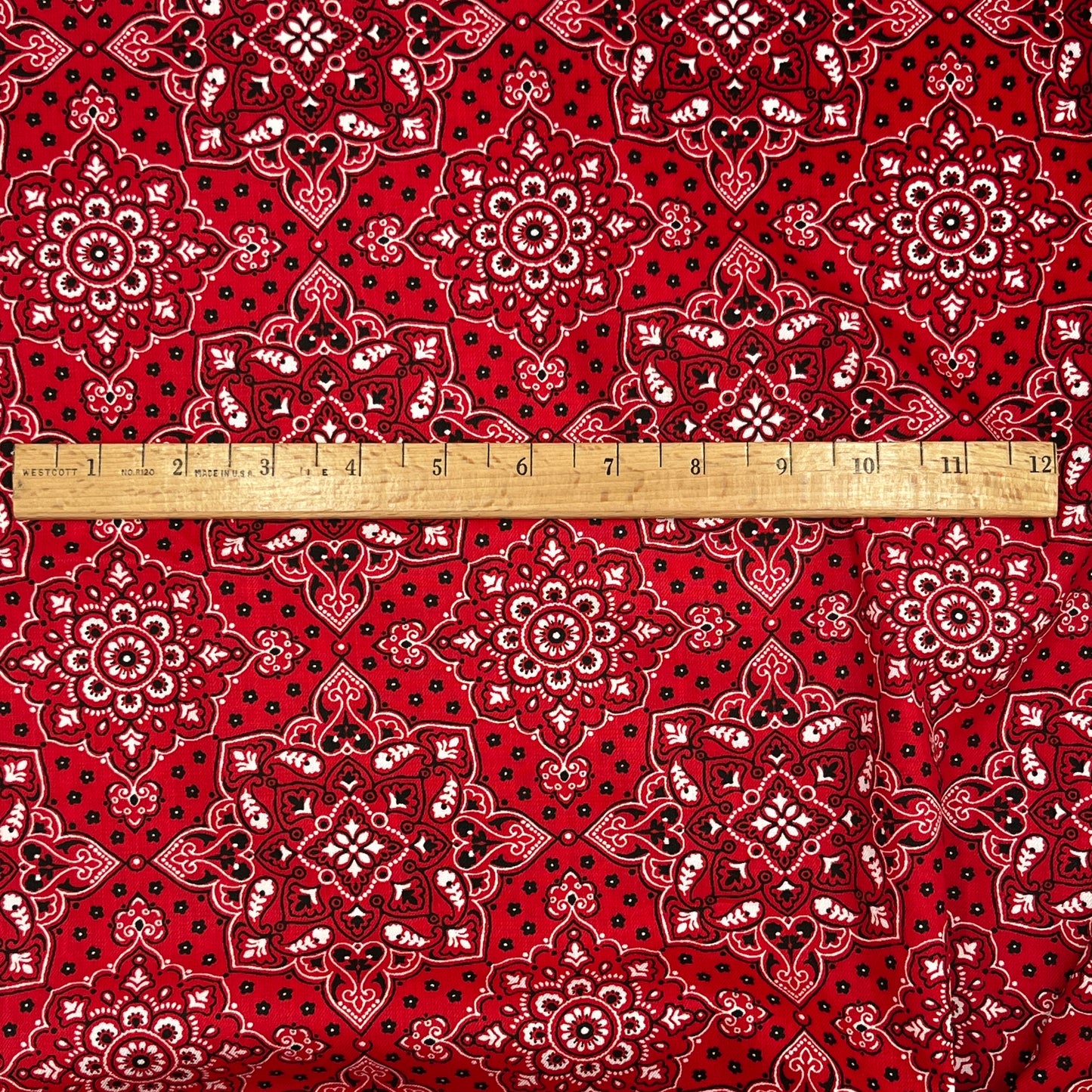 2+ Yards Red Bandana Apparel Cotton