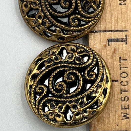 Three, 3/4 Inch Vintage Metal Buttons