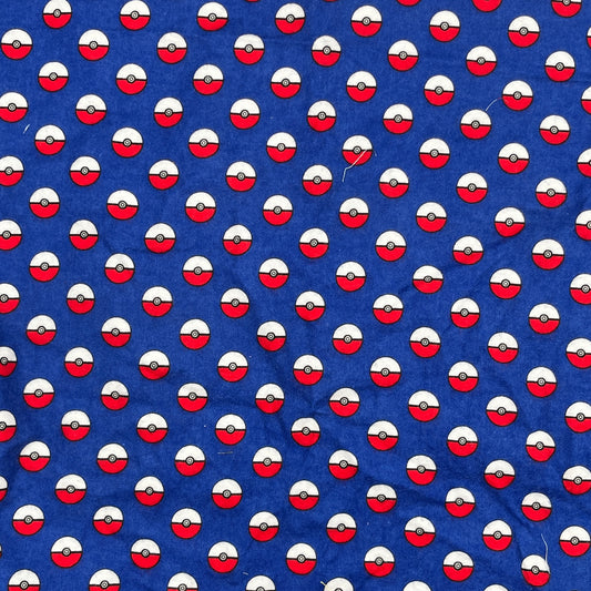 1 1/3 Yard Robert Kaufman Poké Ball Print Flannel, Cotton