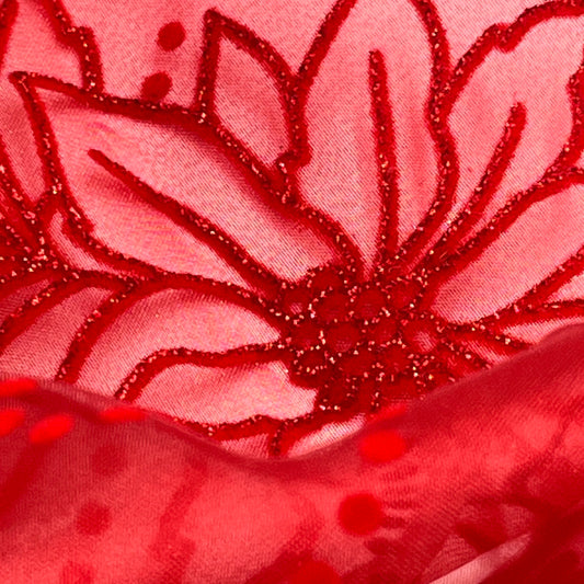 1 1/3 Yards Sparkle Floral Organza