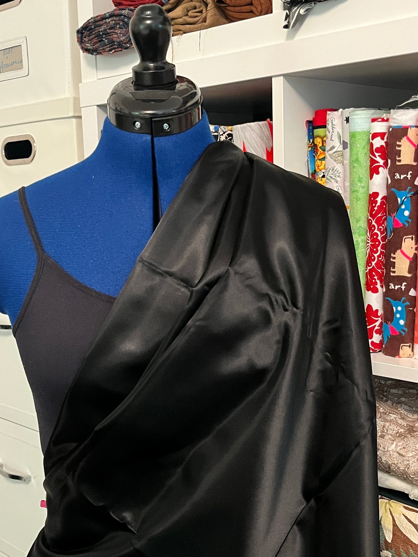 3 Yards Black Satin Taffeta